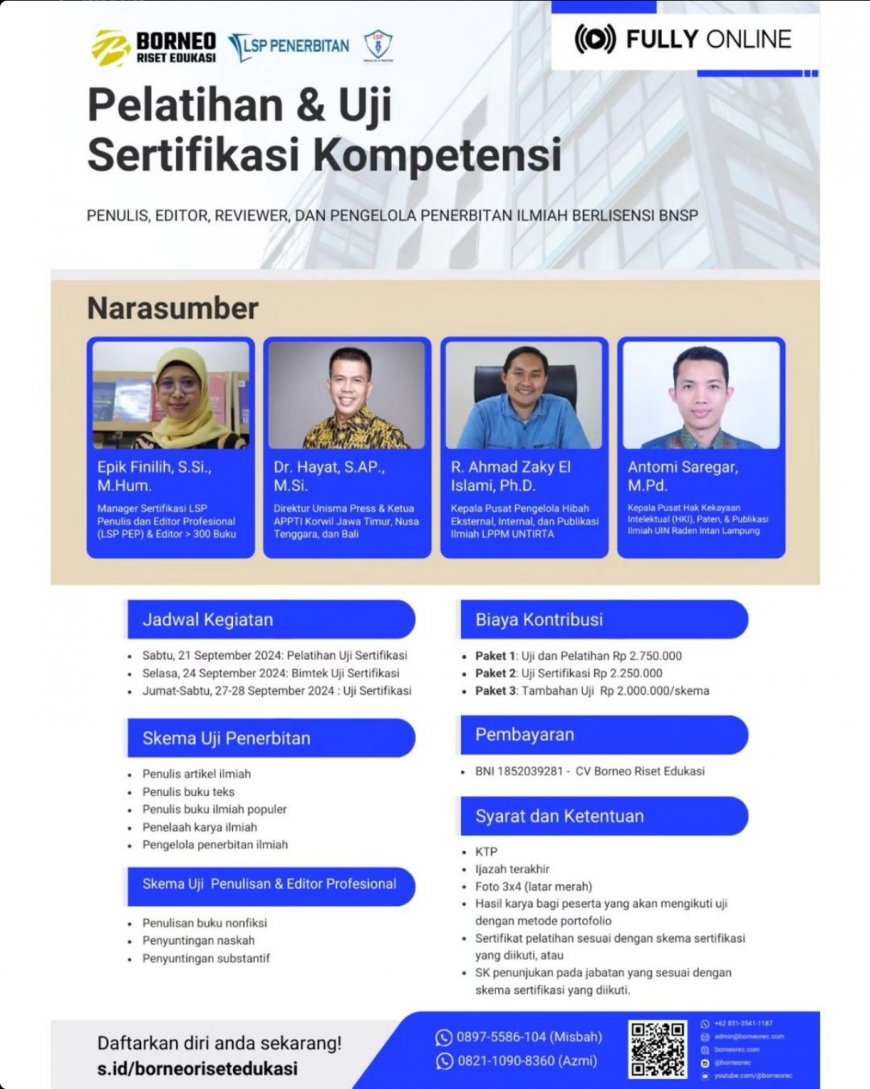 [21 - 28 September 2024] Pelatihan dan Uji Sertifikasi Kompetensi