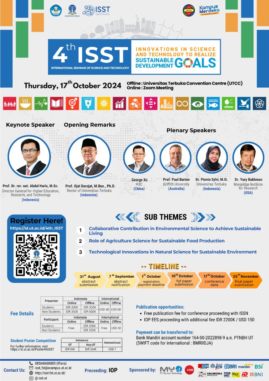 [17th October 2024]  International Seminar of Science and Technology 2024-Innovations in Science and Technology to Realize Sustainable Development Goals 