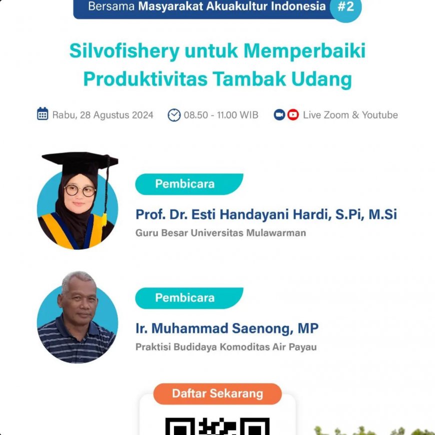 [28 Agustus 2024] Free Webinar Silvofishery untuk Memperbaiki Produktivitas Tambak Udang