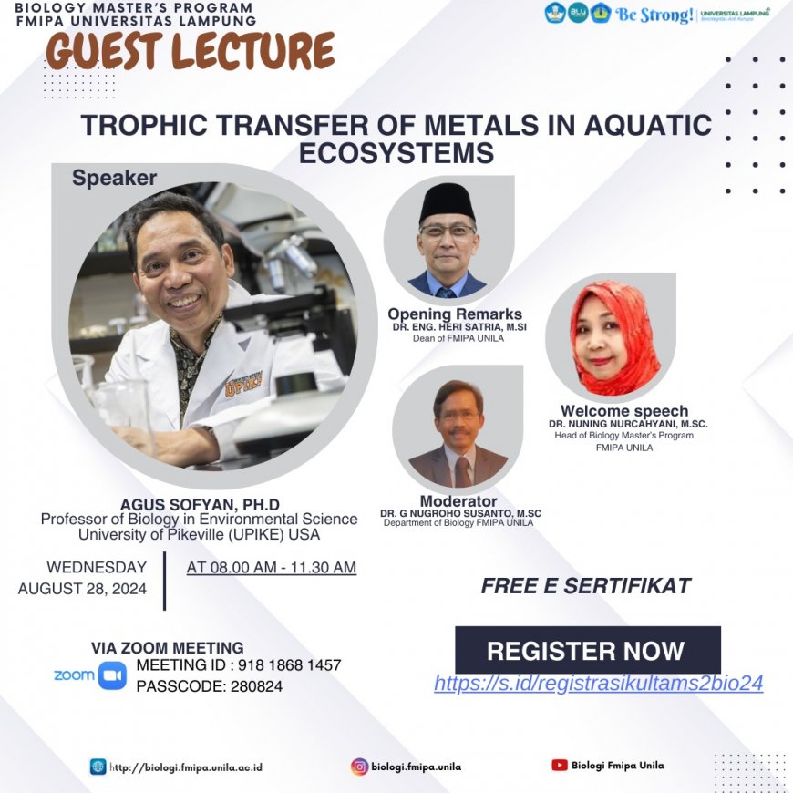 [August, 28 2024 ] Free Webinar Trophic Transfer of Metals in Aquatic Ecosystems