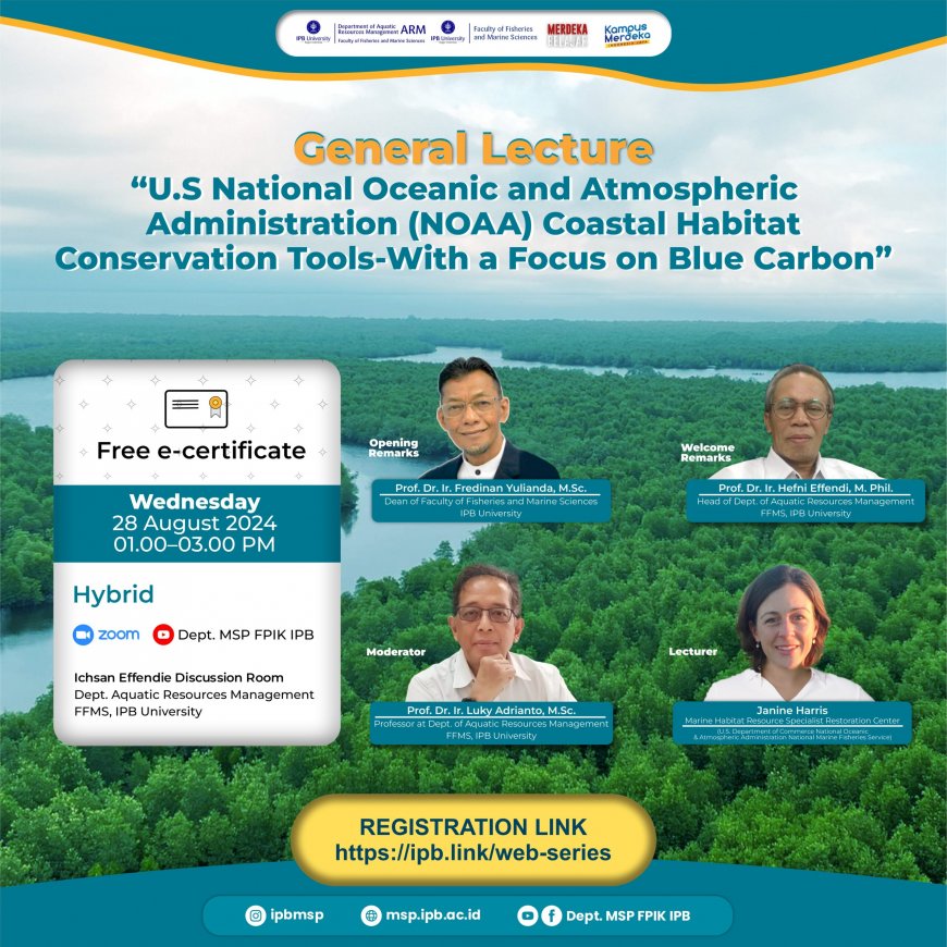 [ August 28, 2024 ] General Lecture U.S. National Oceanic and Atmospheric Administration (NOAA) Coastal Habitat Conservation Tools-with A Focus on Blue Carbon