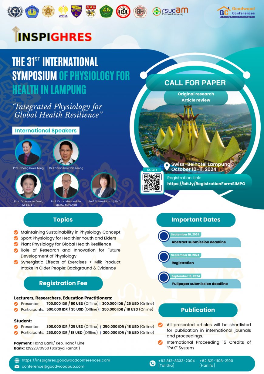 [October 10-11, 2024] THE 31ST INTERNATIONAL SYMPOSIUM OF PHYSIOLOGY FOR HEALTH