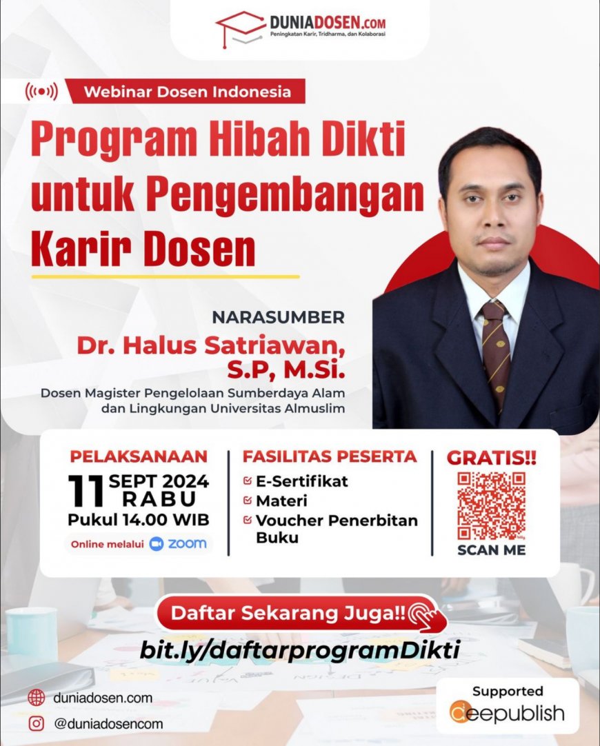 [ 11 September 2024 ] Webinar Program Hibah Dikti untuk Pengembangan Karir Dosen