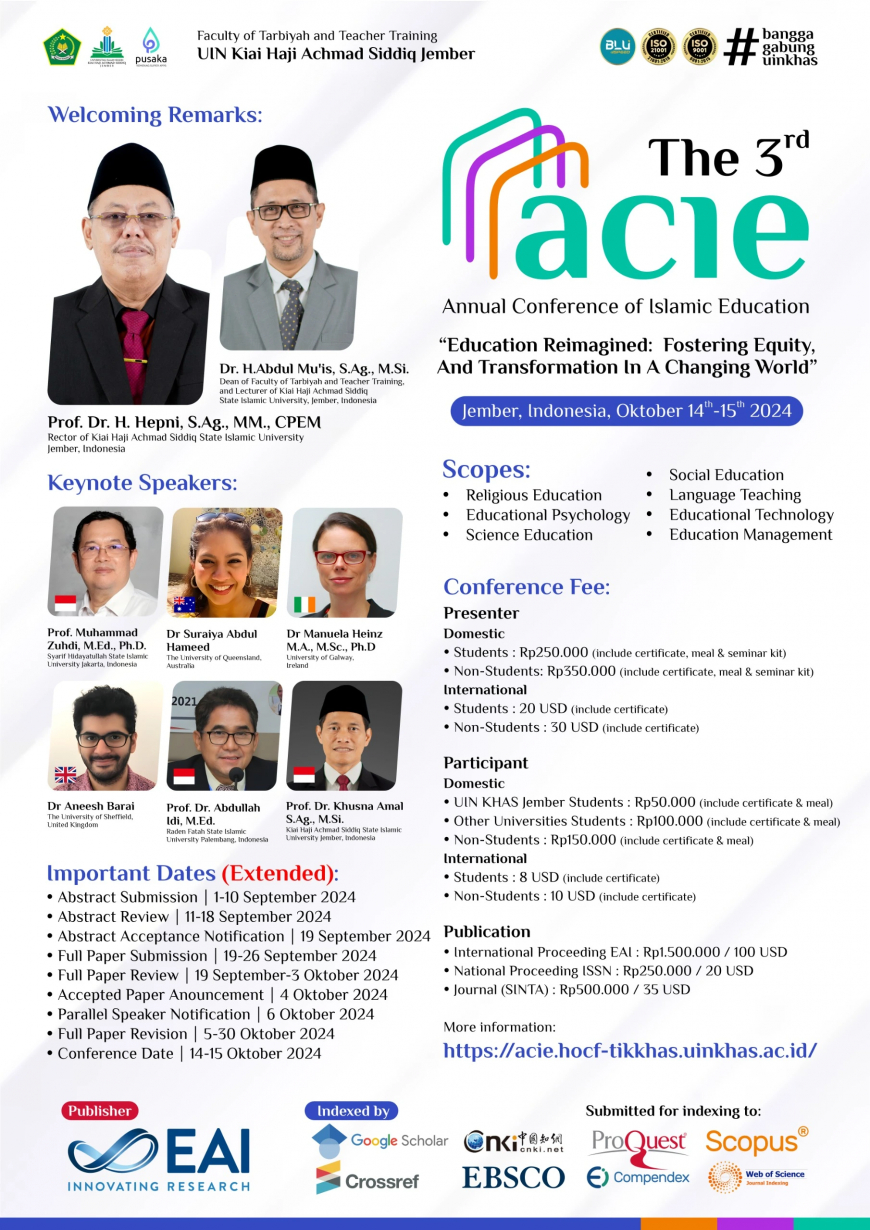 [1-2 October, 2024] The 3rd Annual Conference on Islamic Education (ACIE) 2024