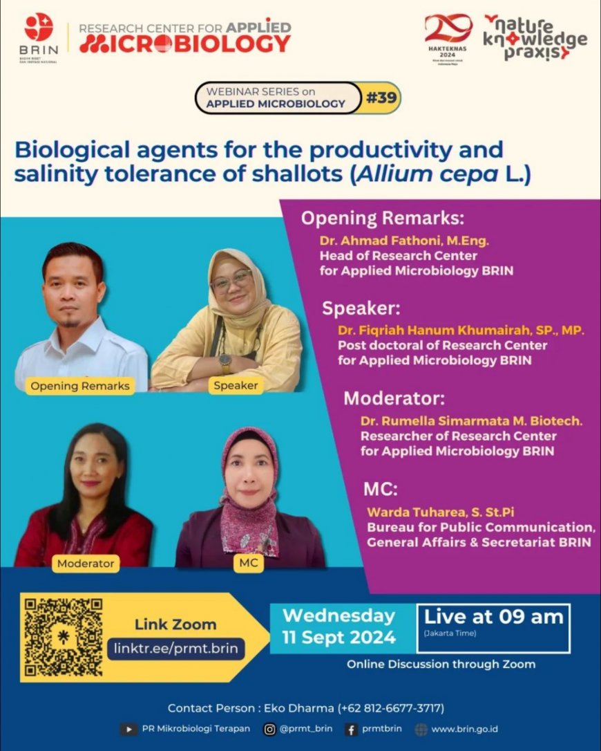 [11 September 2024] Webinar Biological agent for the productivity and salinity tolerance of shallots (Allium cepa L.)