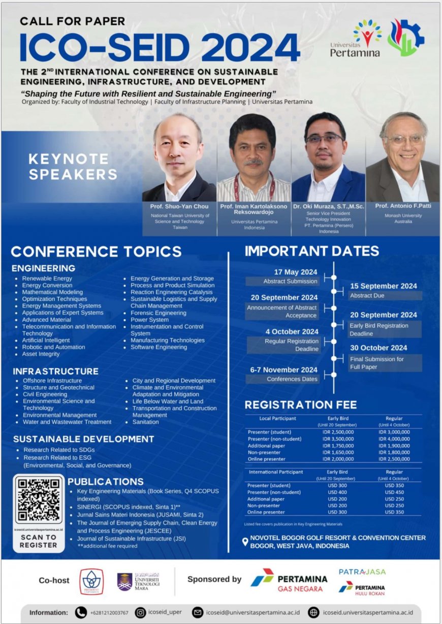 [November 6-7, 2024] The 2nd International Conference on Sustainable Engineering, Infrastructure, and Development (ICO-SEID 2024)