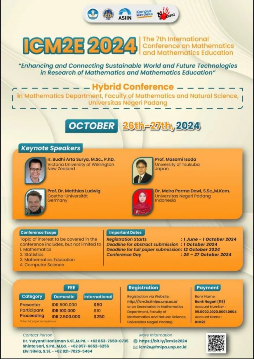 [26 - 27 Oct 2024] The 7th International Conference on Mathematics and Mathematics Education (ICM2E) 2024