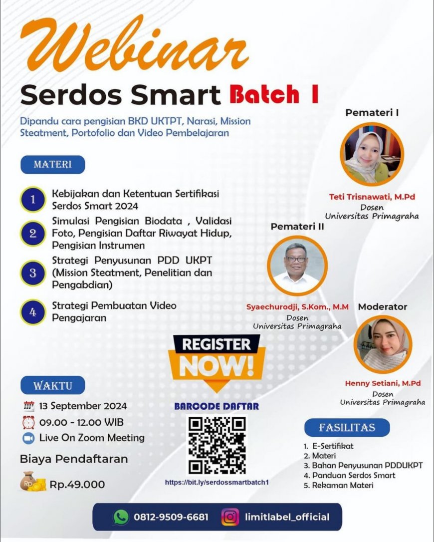 [ 13 September 2024 ] WEBINAR NASIONAL Serdos Smart Batch 1