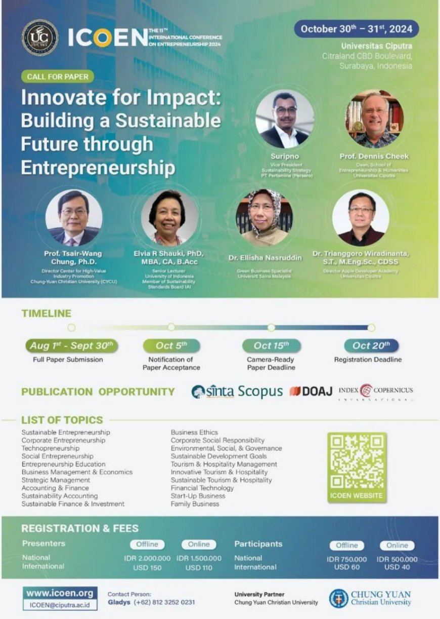 [ October 30-31, 2024] The 11th International Conference in Entrepreneurship (ICOEN XI)