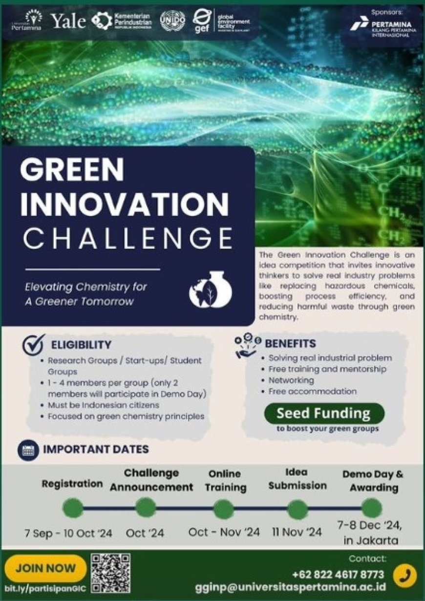 [Kesempatan Emas | Deadline 10 Oktober 2024] Program Green Innovation Challenge