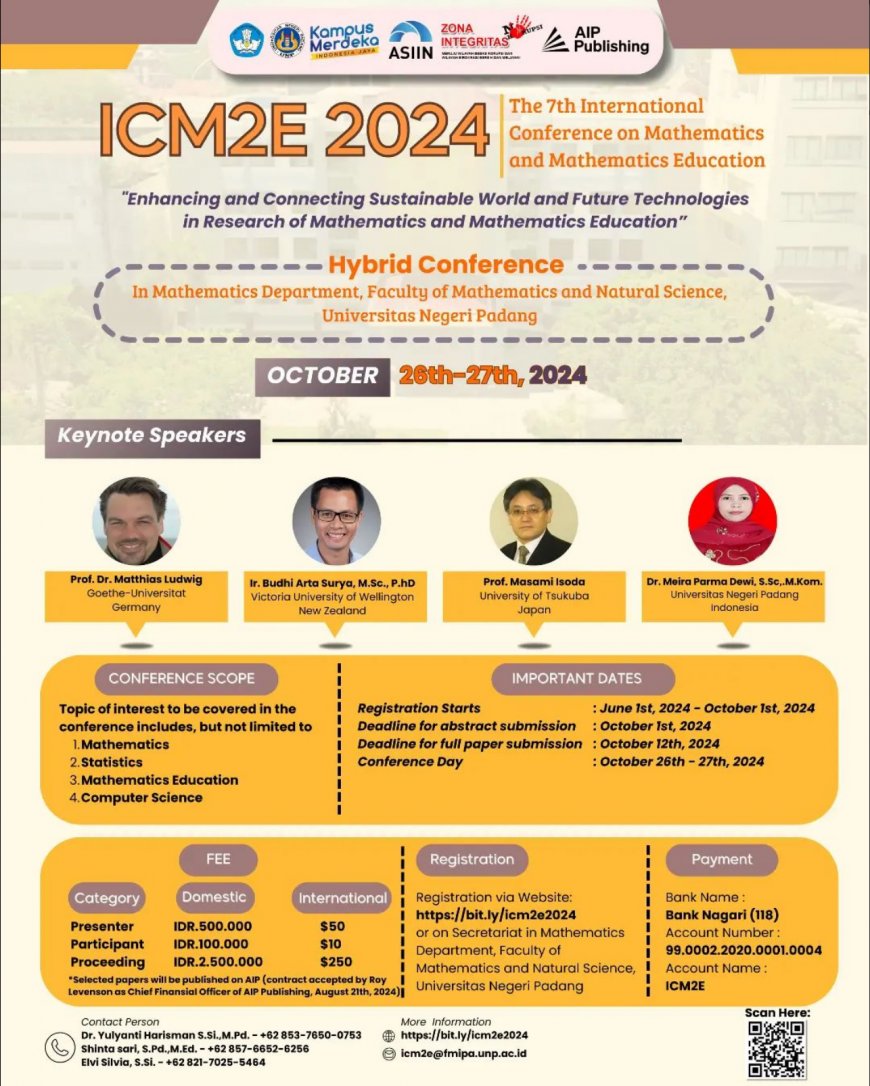 [ 26 - 27 Oct 2024 ] The 7th International Conference on Mathematics and Mathematics Education (ICM2E) 2024