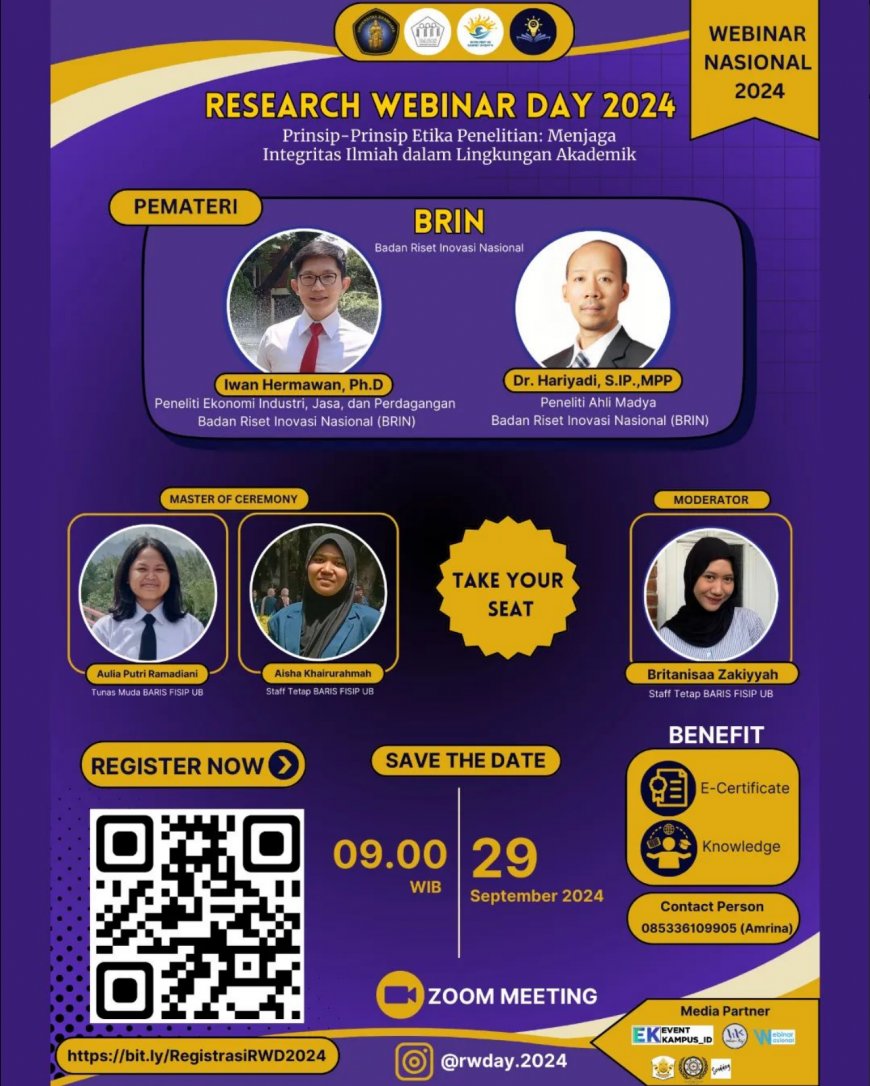 [ 29 September 2024 ] Webinar Prinsip-prinsip Etika Penelitian: Menjaga Integritas Ilmiah dalam Lingkungan Akademik