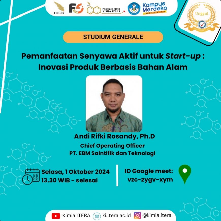 [1 Oktober 2024] Webinar Pemanfaatan Senyawa Aktif untuk Start-up: Inovasi Produk Berbasis Bahan Alam