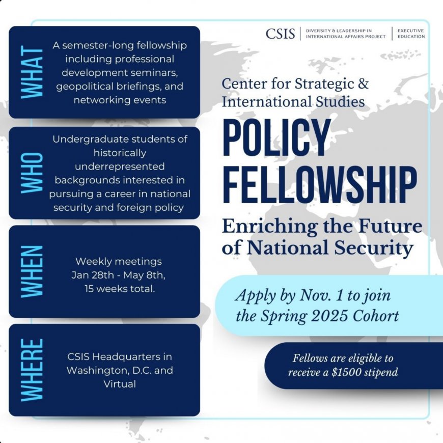 [Deadline November 1, 2024] The CSIS Policy Fellowship