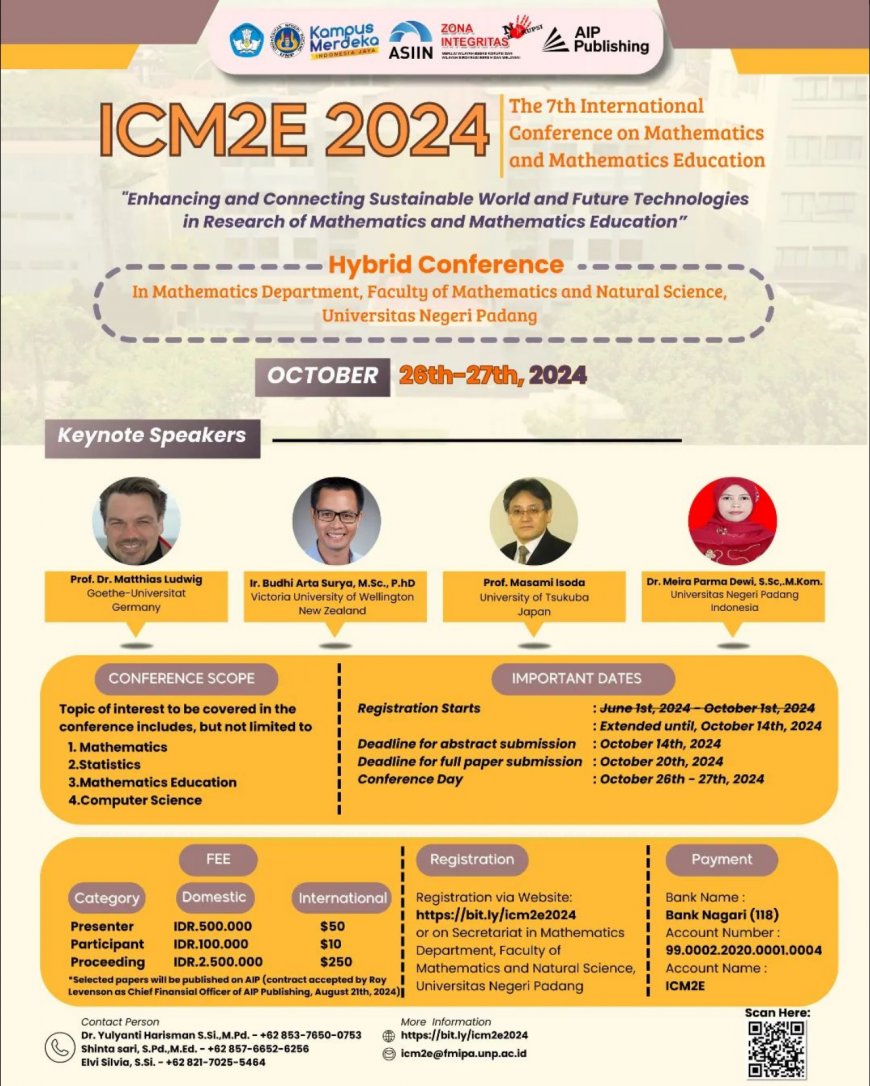 [26 - 27 Oct 2024] The 7th International Conference on Mathematics and Mathematics Education (ICM2E) 2024