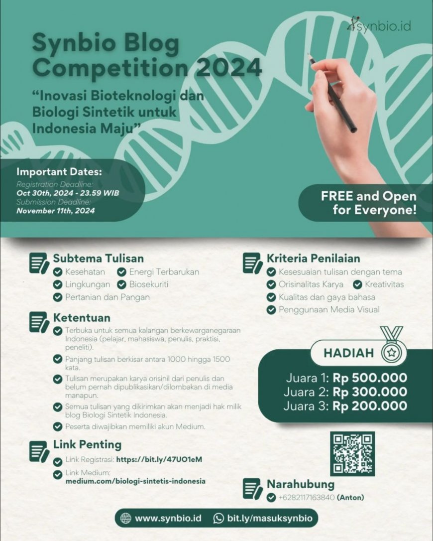 [30 Oktober 2024] Synbio Blog Competition 2024