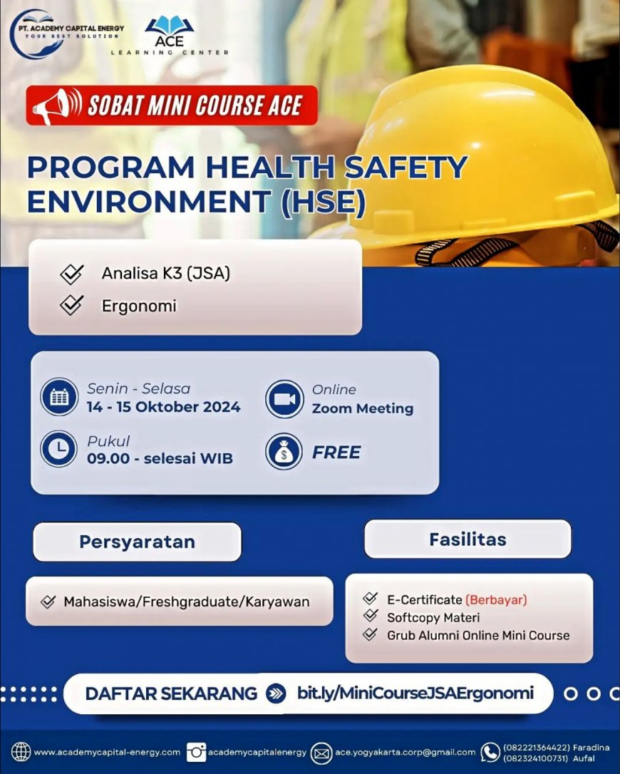 [14-15 Oktober 2024] MINI COURSE ACE HEALTH SAFETY ENVIRONMENT (HSE)