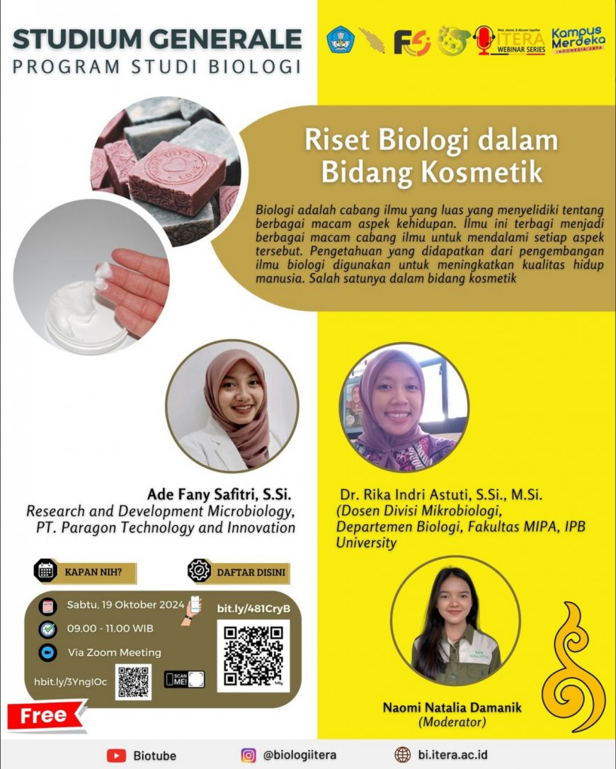 [19 Oktober 2024] Webinar Riset Biologi dalam Bidang Kosmetik