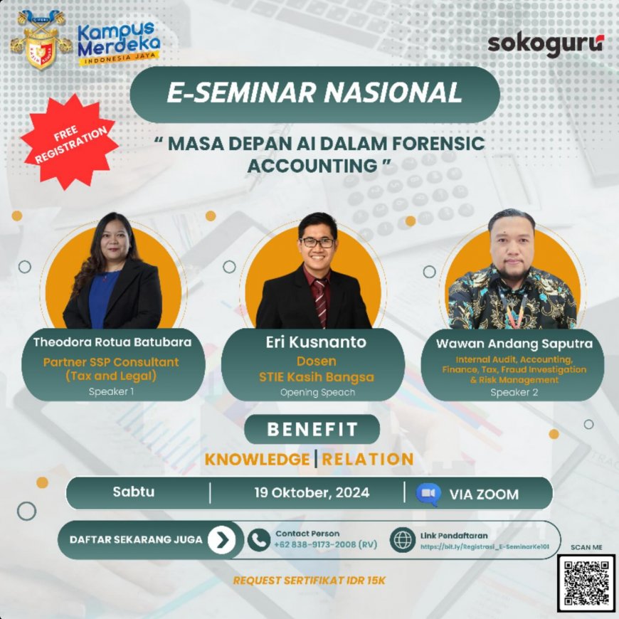 [19 Oktober 2024] E-Seminar Nasional MASA DEPAN AI DALAM FORENSIC ACCOUNTING