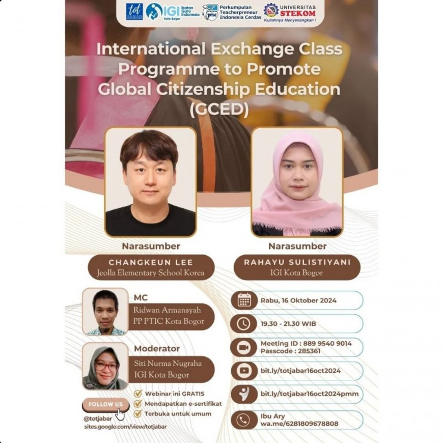 [16 Oktober 2024] Webinar International Exchange Class Programme to Promote Global Citizenship Education (GCED)