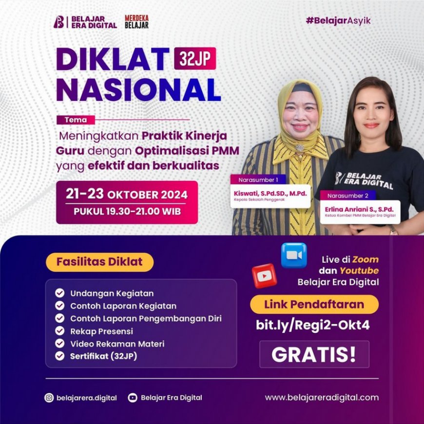 [21-23 Oktober 2024] PENDAFTARAN DIKLAT 32JP/8 POIN PMM GRATISSS