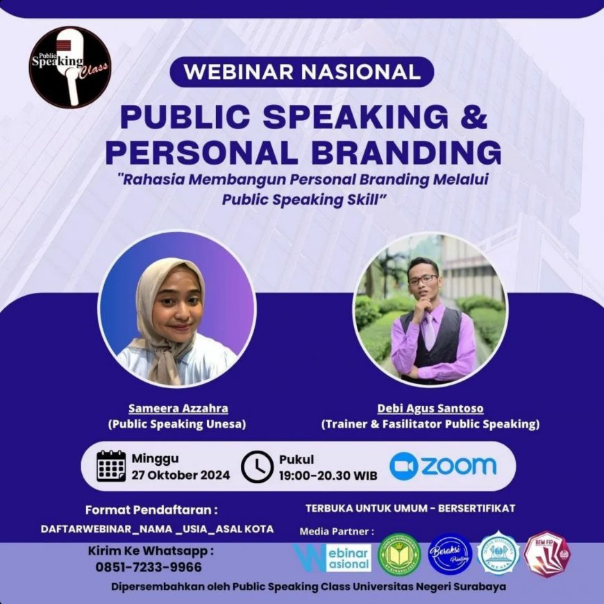 [27 Oktober 2024 ] Webinar Public Speaking & Personal Branding