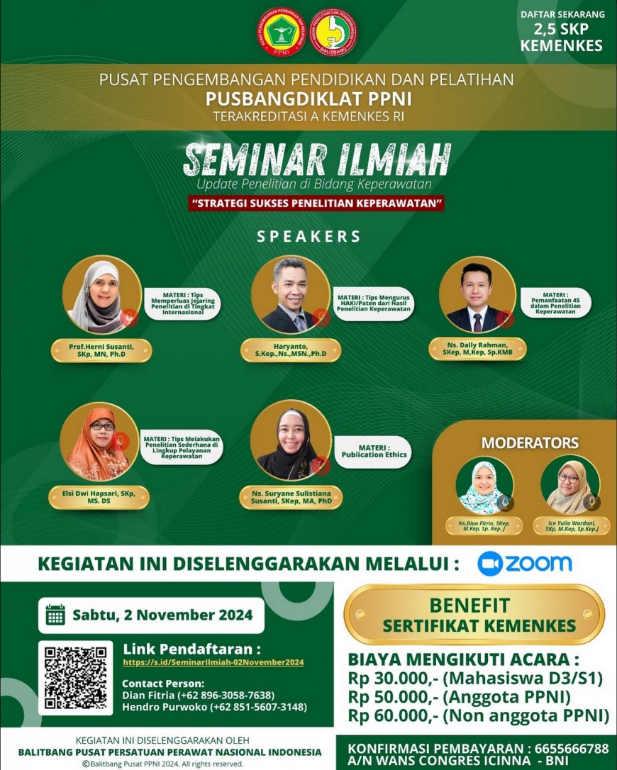 [2 November 2024] Seminar Ilmiah: Update Penelitian di Bidang Keperawatan