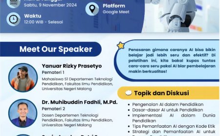 [ 9 November 2024 ] Pelatihan Tips Pemanfaatan AI untuk Meningkatkan Kualitas Pembelajaran
