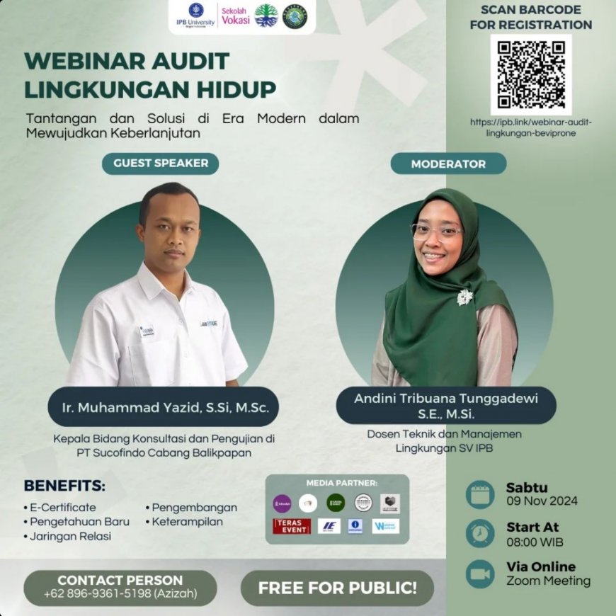 [9 November 2024] WEBINAR AUDIT LINGKUNGAN HIDUP Tantangan dan Solusi di Era Modern dalam Mewujudkan Keberlanjutan