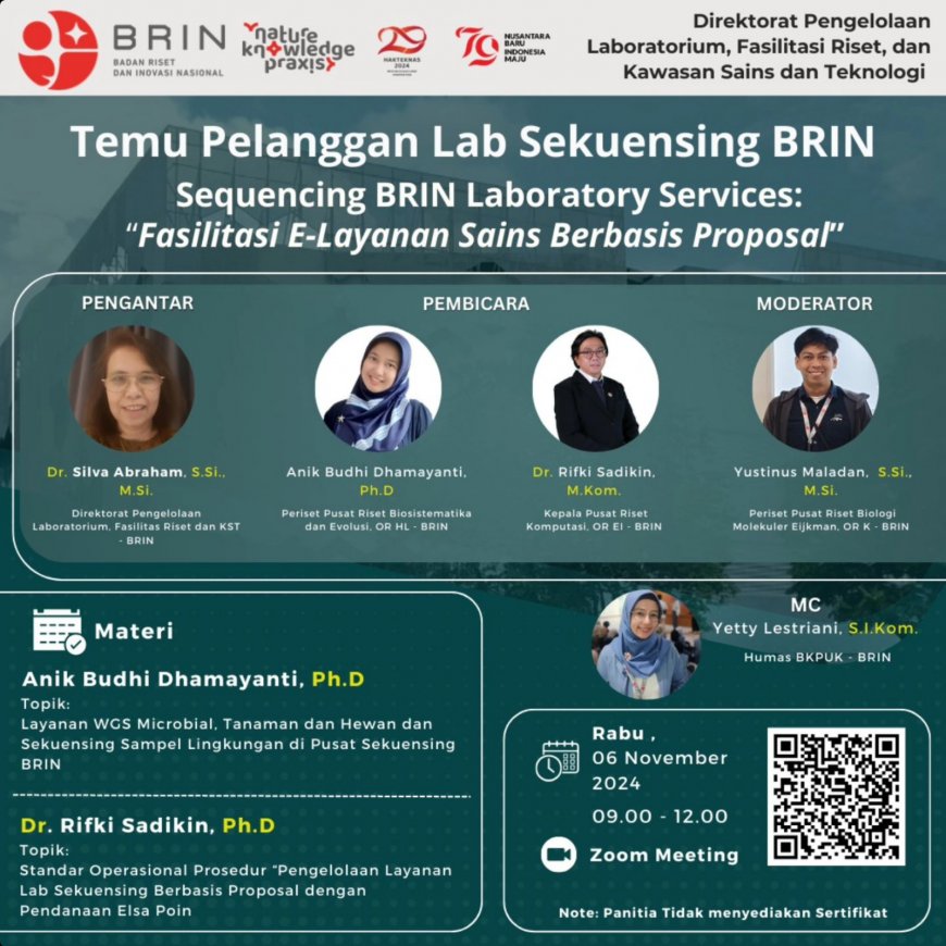 [06 November 2024] Webinar Sequencing BRIN Laboratory Services