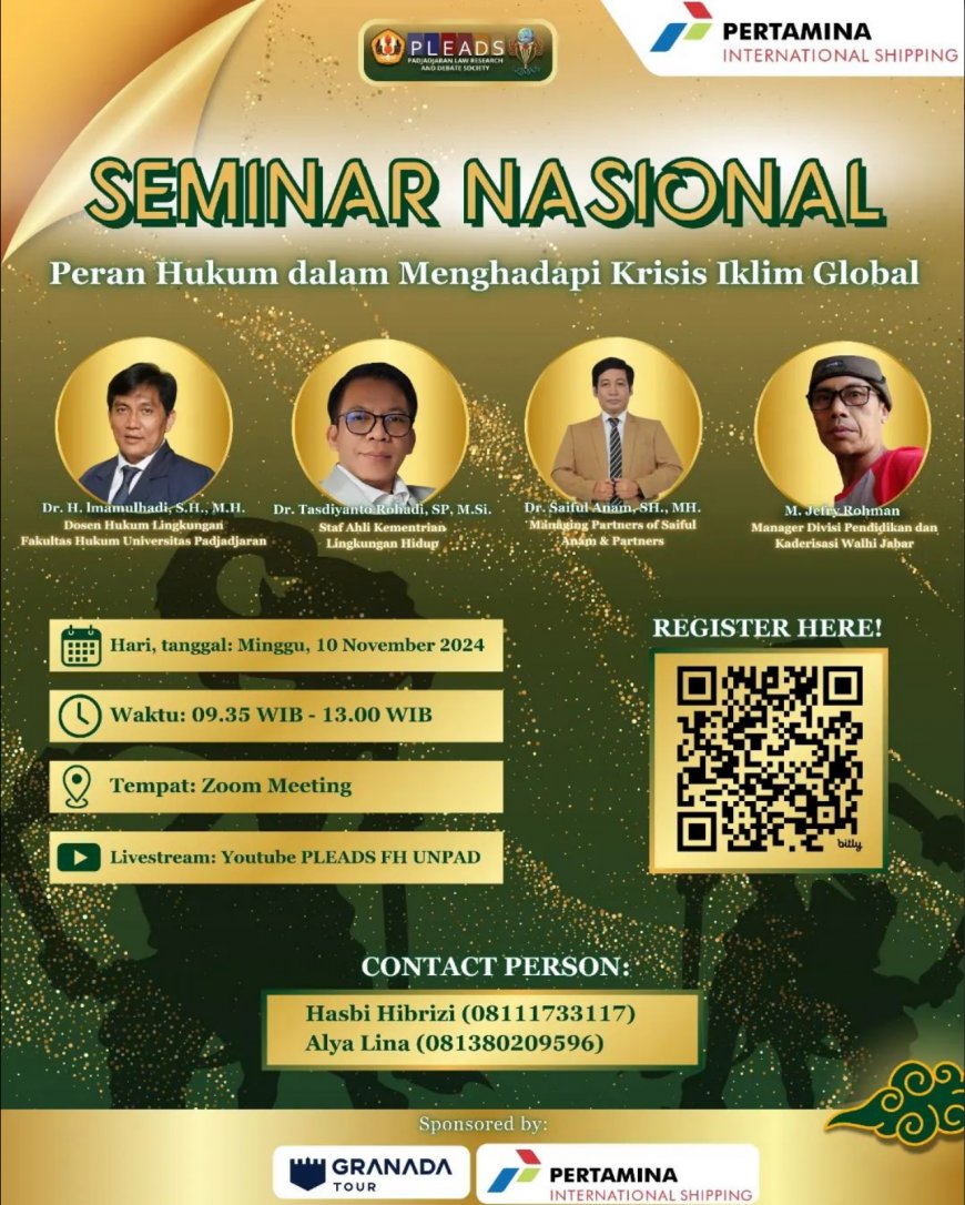 [10th November 2024] Seminar Nasional Peran Hukum dalam Menghadapi Krisis Iklim Global