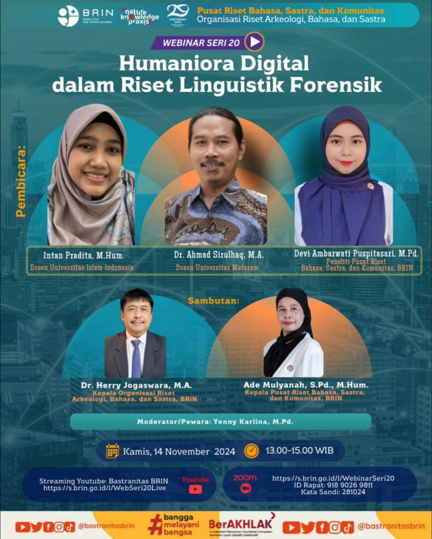 [14 November 2024] Webinar Humaniora Digital dalam Riset Linguistik Forensik