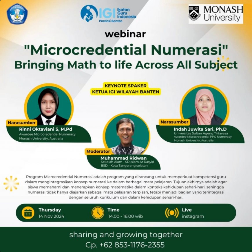 [14 November 2024] Webinar Microcredential Numerasi: Bringing Math to life Across All Subject