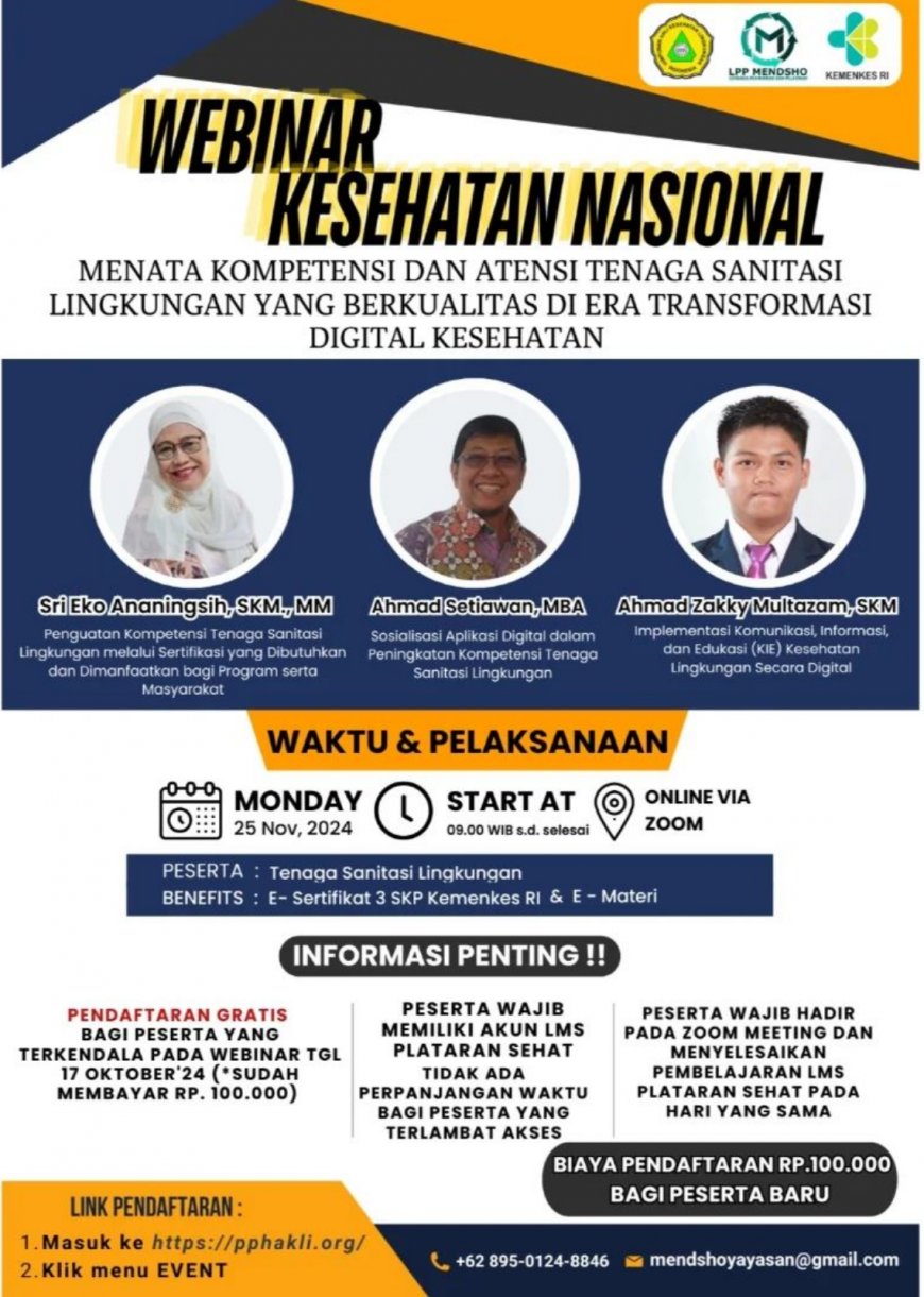 [ 25 November 2024 ] Webinar Menata Kompetensi dan Atensi TSL yang Berkualitas di Era Trasformasi Digital Kesehatan