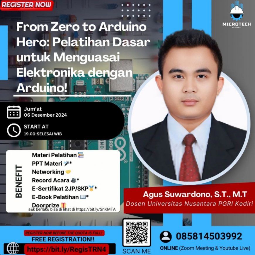 [06 Desember 2024] Pelatihan From Zero to Arduino Hero: Pelatihan Dasar untuk Menguasai Elektronika dengan Arduino