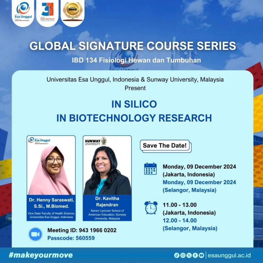 [09 December 2024] Global Signature Course Series: In Silico In Biotechnology Research