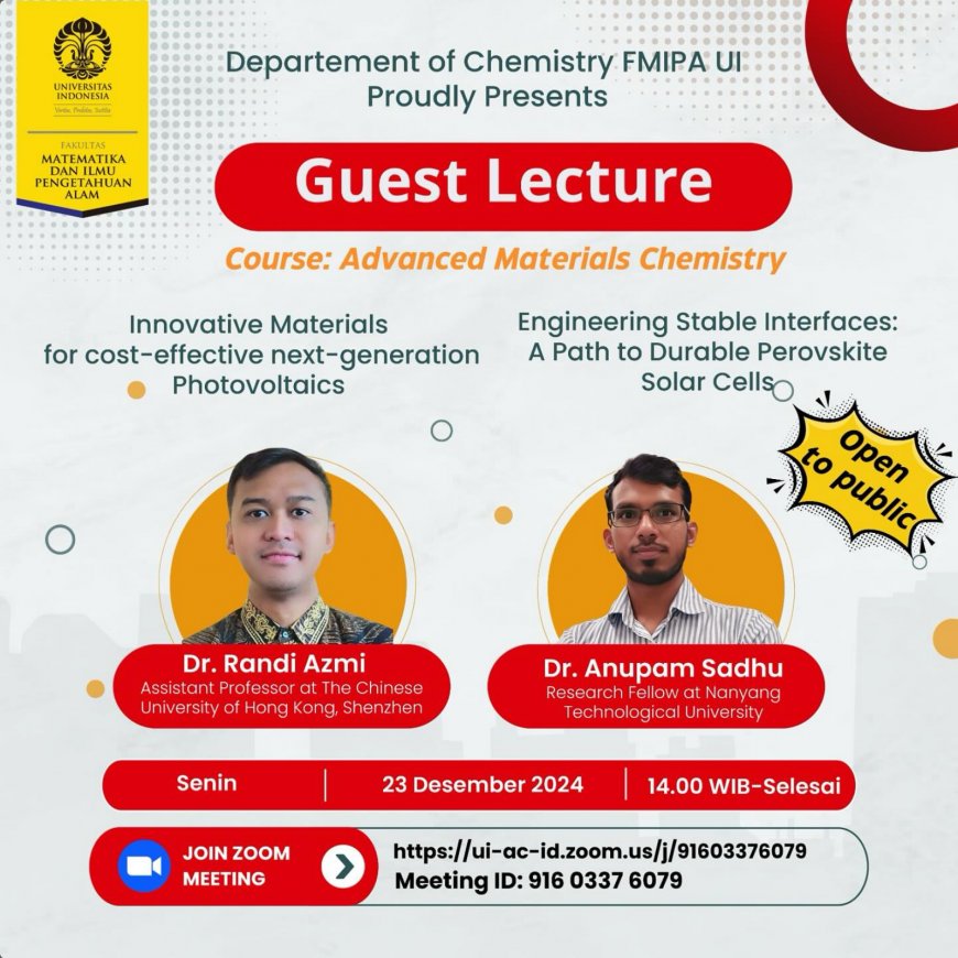 [ 23 Desember 2024] Guest Lecture: Advanced Materials Chemistry