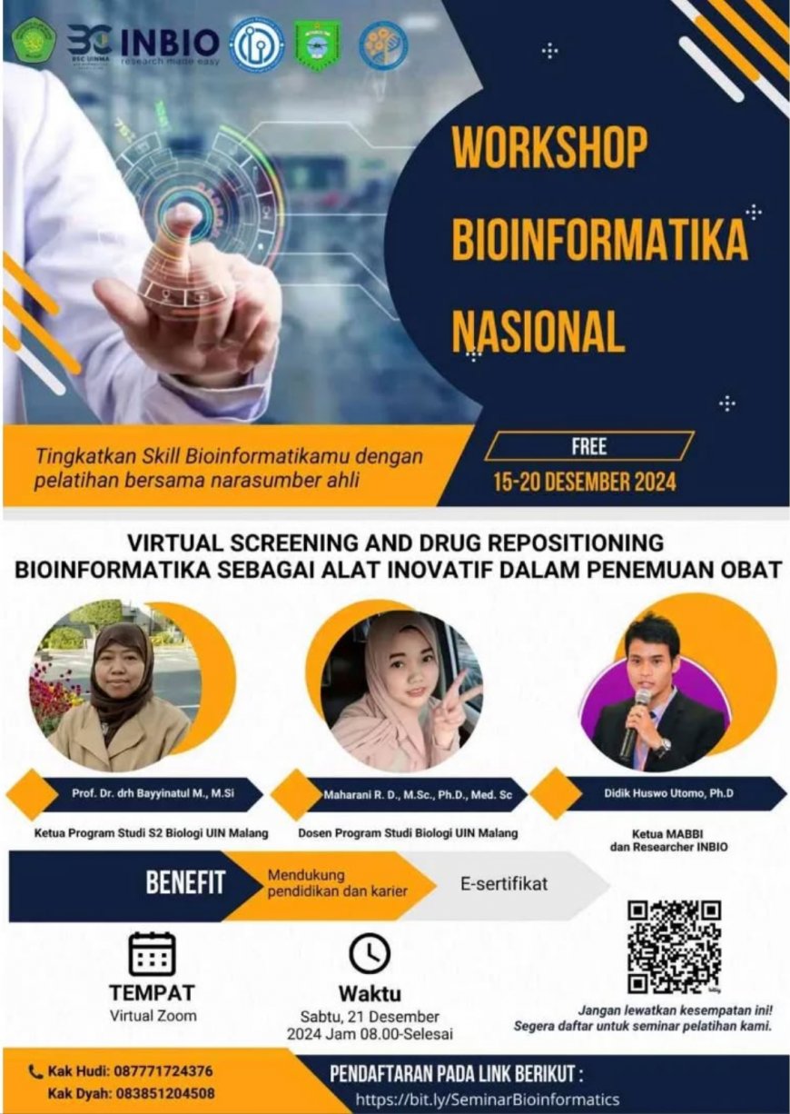 [21 Desember 2024] WORKSHOP BIOINFORMATIKA Virtual Screening and Drug Repositoning Bioinformatika Sebagai Alat Inovatif dalam Penemuan Obat