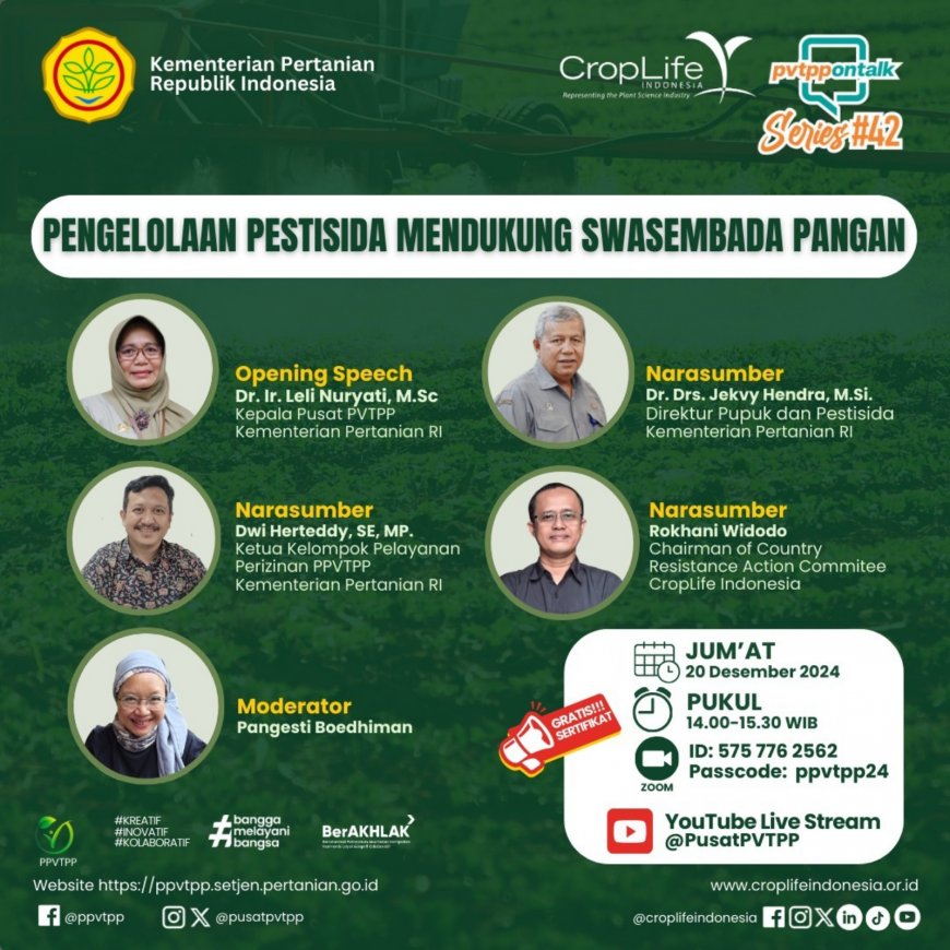 [20 Desember 2024] Webinar Pengelolaan Pestisida mendukung Swasembada Pangan