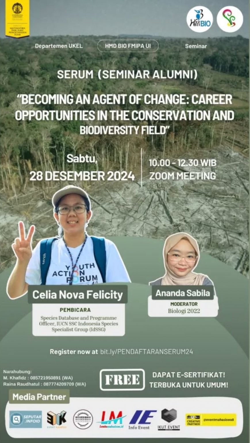 [ 28 Desember 2024 ] Becoming an Agent of Change: Career Opportunities in the Conservation and Biodiversity Field