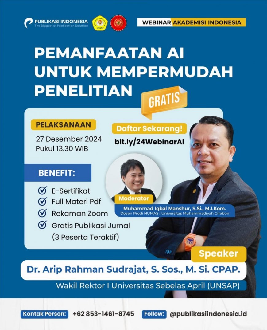 [ 27 Desember 2024 ] Webinar Pemanfaatan AI untuk Mempermudah Penelitian