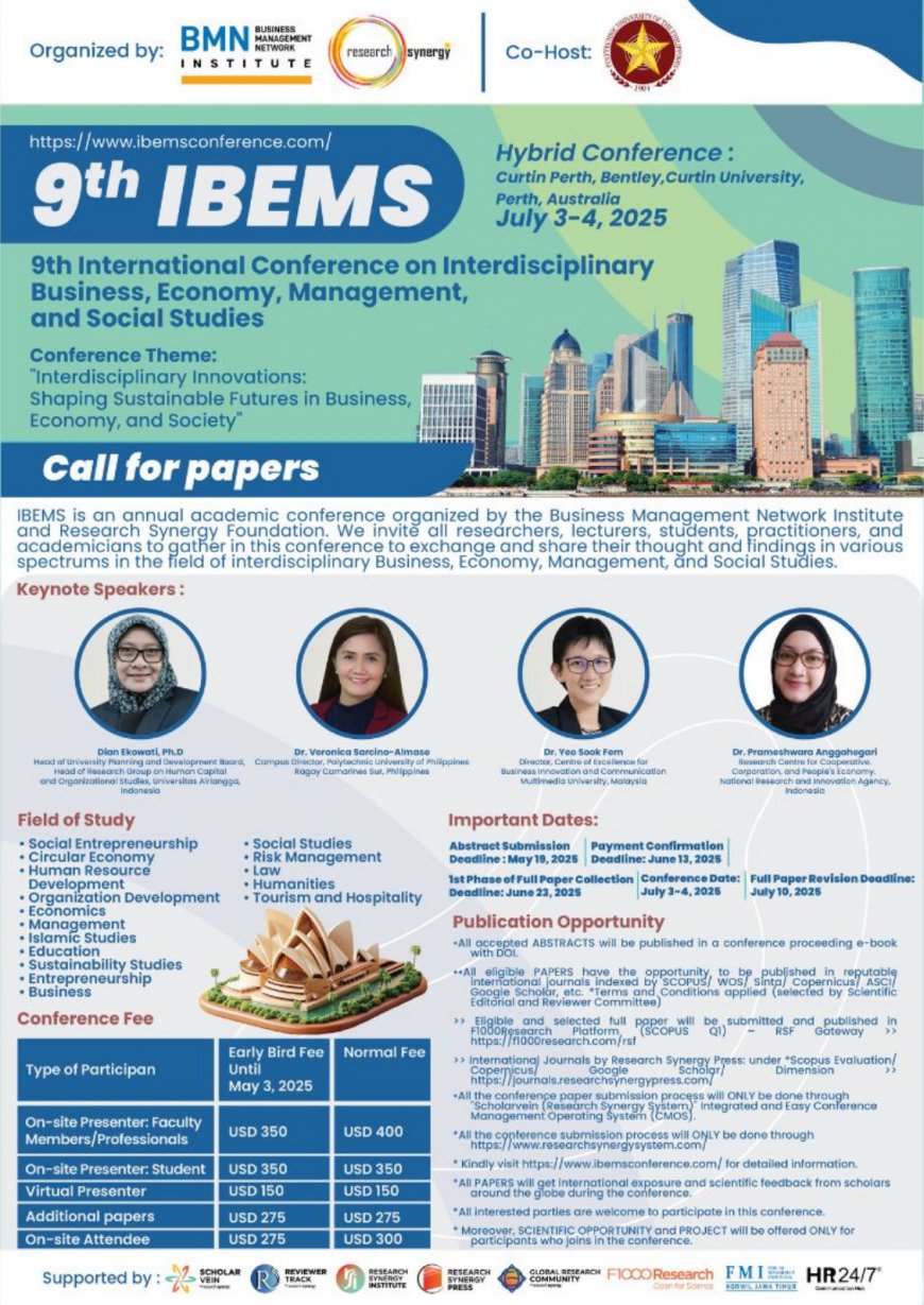 [July 3-4, 2025] The 9th International Conference on Interdisciplinary Business, Economy, Management, and Social Studies (9th IBEMS)