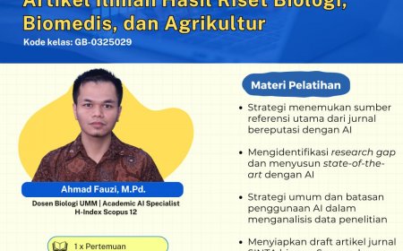 [15 Maret 2025]   Pelatihan Aplikasi AI untuk Penulisan Artikel Ilmiah Hasil Riset Biologi, Biomedis, dan Agrikultur 