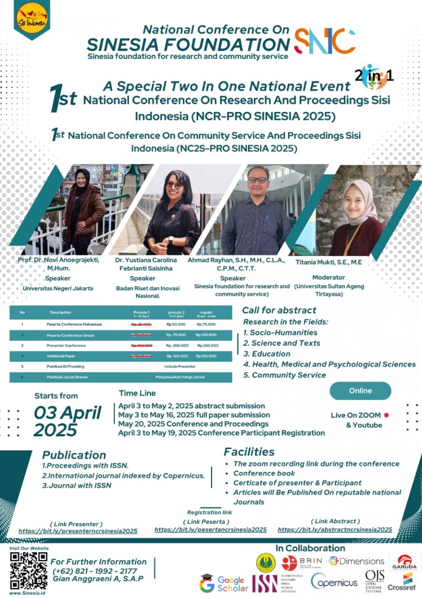 [20 Mei 2025] 1st National Conference on Research and Proceedings Sisi Indonesia (NCR-PRO SINESIA 2025)