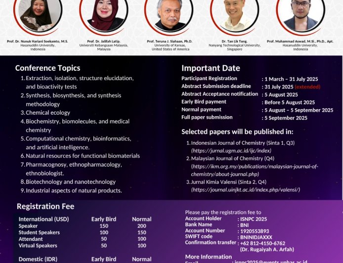 [September 11–12, 2025]  International Seminar on Natural Product Chemistry (ISNPC 2025)