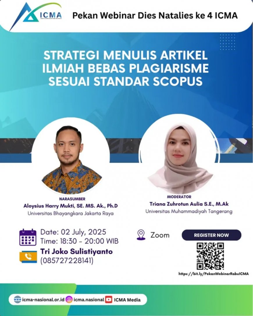 [02 Juli 2025] Webinar Strategi Menulis Artikel Ilmiah Bebas Plagiarisme Sesuai Standar Scopus