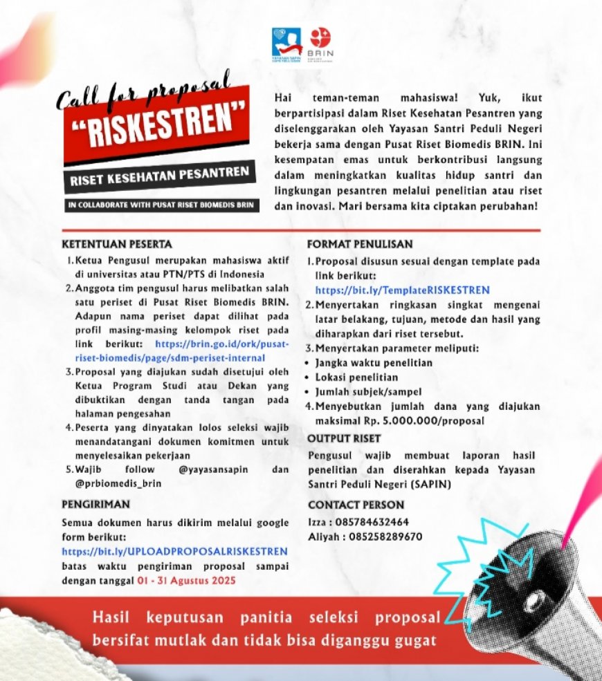 [1- 31 Agustus 2025] RISET KESEHATAN PESANTREN
