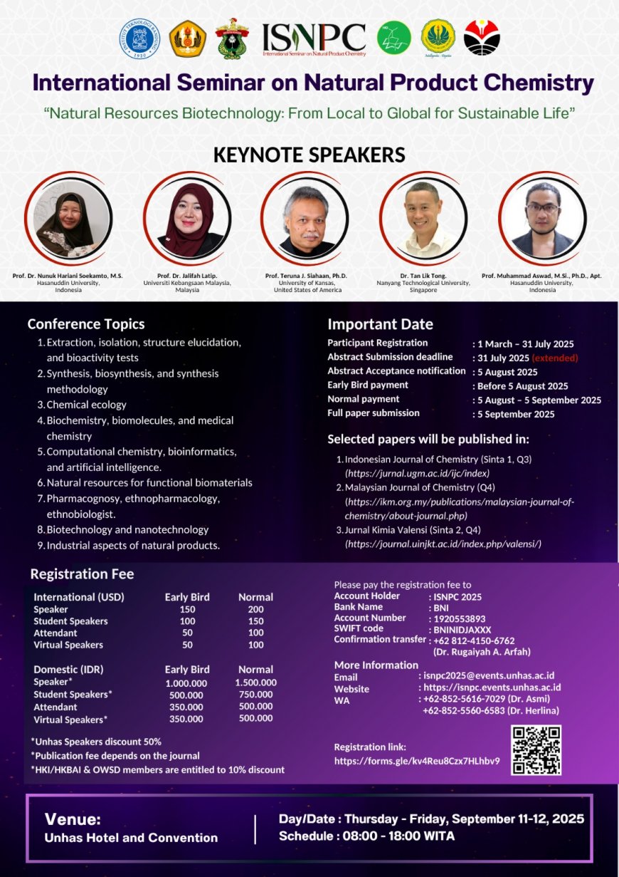 [September 11–12, 2025]  International Seminar on Natural Product Chemistry (ISNPC 2025)
