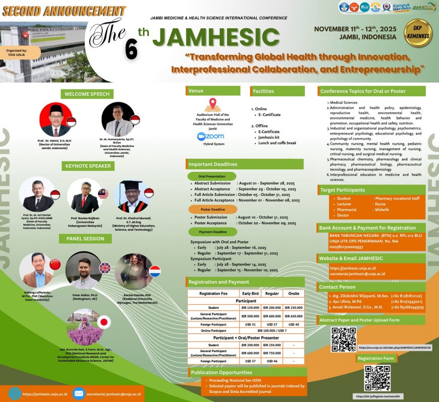 [November 11th - 12th, 2025] The 6th Jambi Medicine and Health Science International Conference (JAMHESIC 2025)