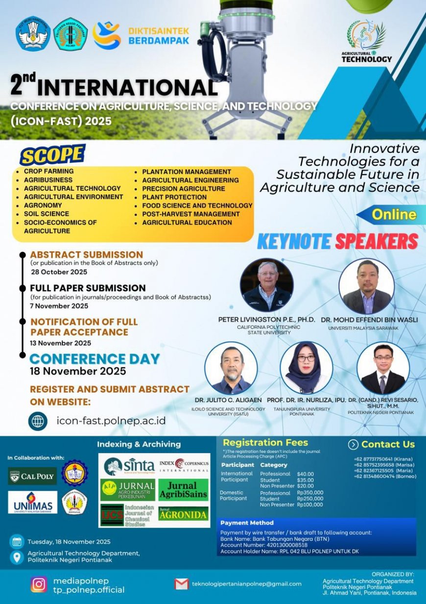 [18 November 2025] The 2nd INTERNATIONAL CONFERENCE ON AGRICULTURE, SCIENCE, AND TECHNOLOGY (ICON-FAST) 2025
